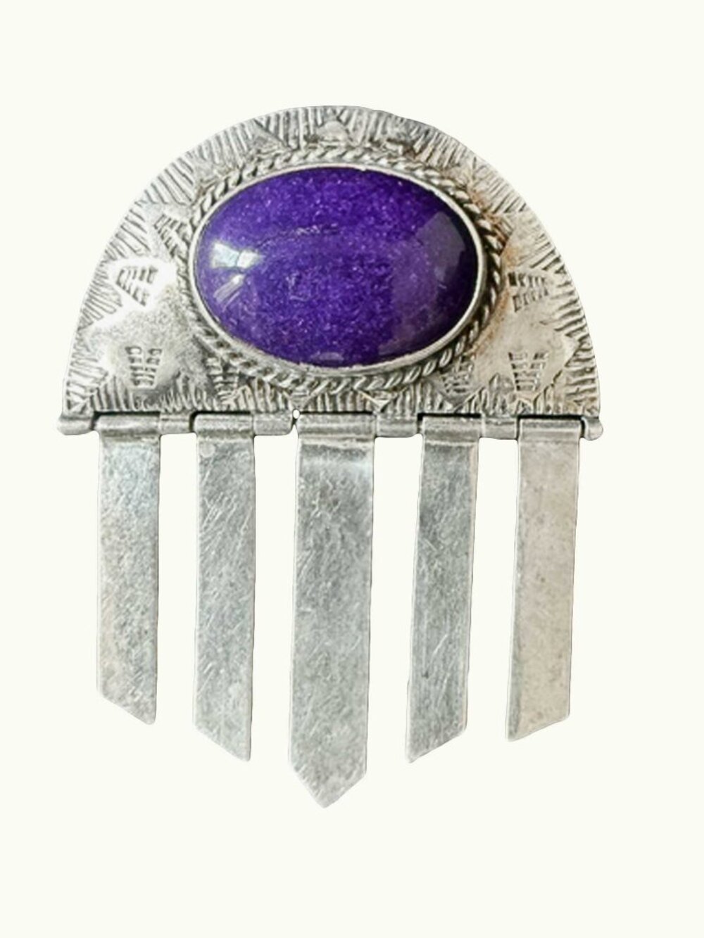 Southwestern Sterling Brooch with Purple Stone